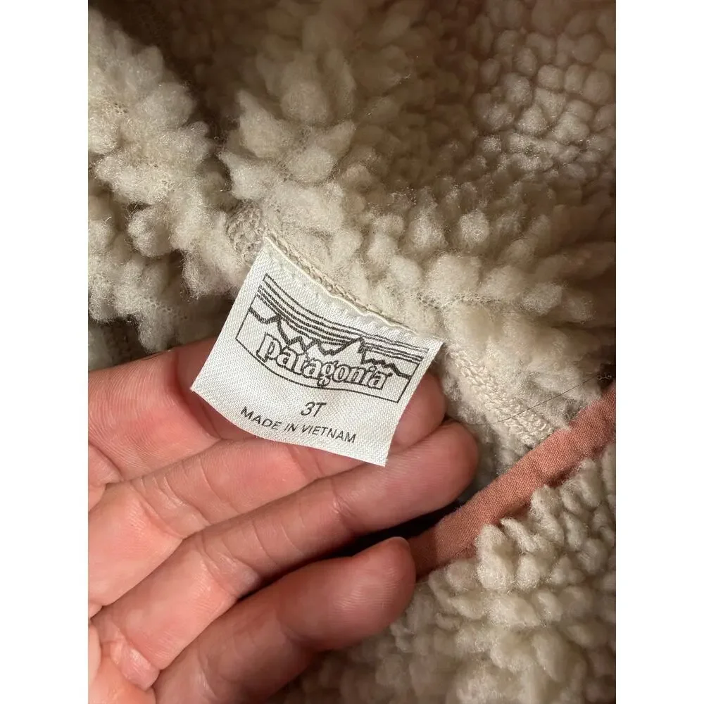 Patagonia Baby Reversible Tribbles Hoody Sherpa Fleece Jacket Pink size 3